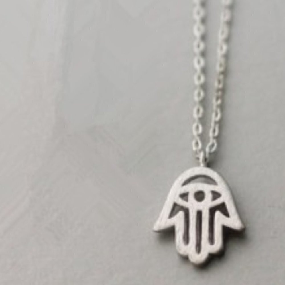 Silver Hamsa Dainty Necklace - Picture 2 of 5